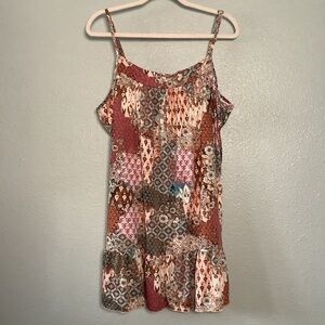Colorful Earthy Patchwork Bohemian Boho‎ Chic Artsy Buttery Soft Slip Dress 2X